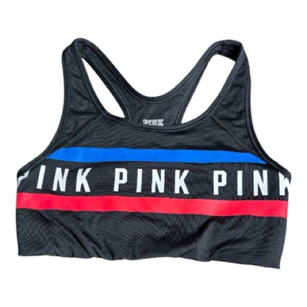 PINK Victoria’s Secret Black Red Racerback Sports Bra Small